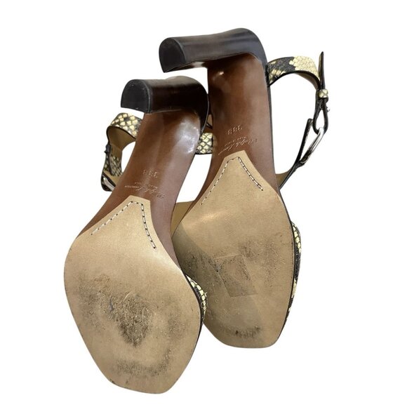 RALPH LAUREN Emilie Snakeskin Heels Open Toe Size 7 Designer - Picture 5 of 6